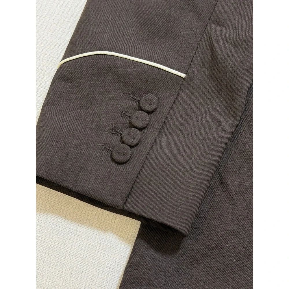 NWT ZARA X Harry Lambert Brown Contrast Suit Jacket Size US 44 EUR 54 Wool